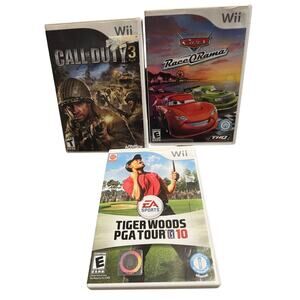 Nintendo Wii game lot Cars , Call of Duty 3 , Tiger Woods PGA tour 10